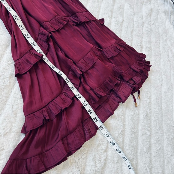 Minkpink Drawstring-Waist Peasant Dress Wine Women’s Sz S Festive Fall Romance - Picture 11 of 15